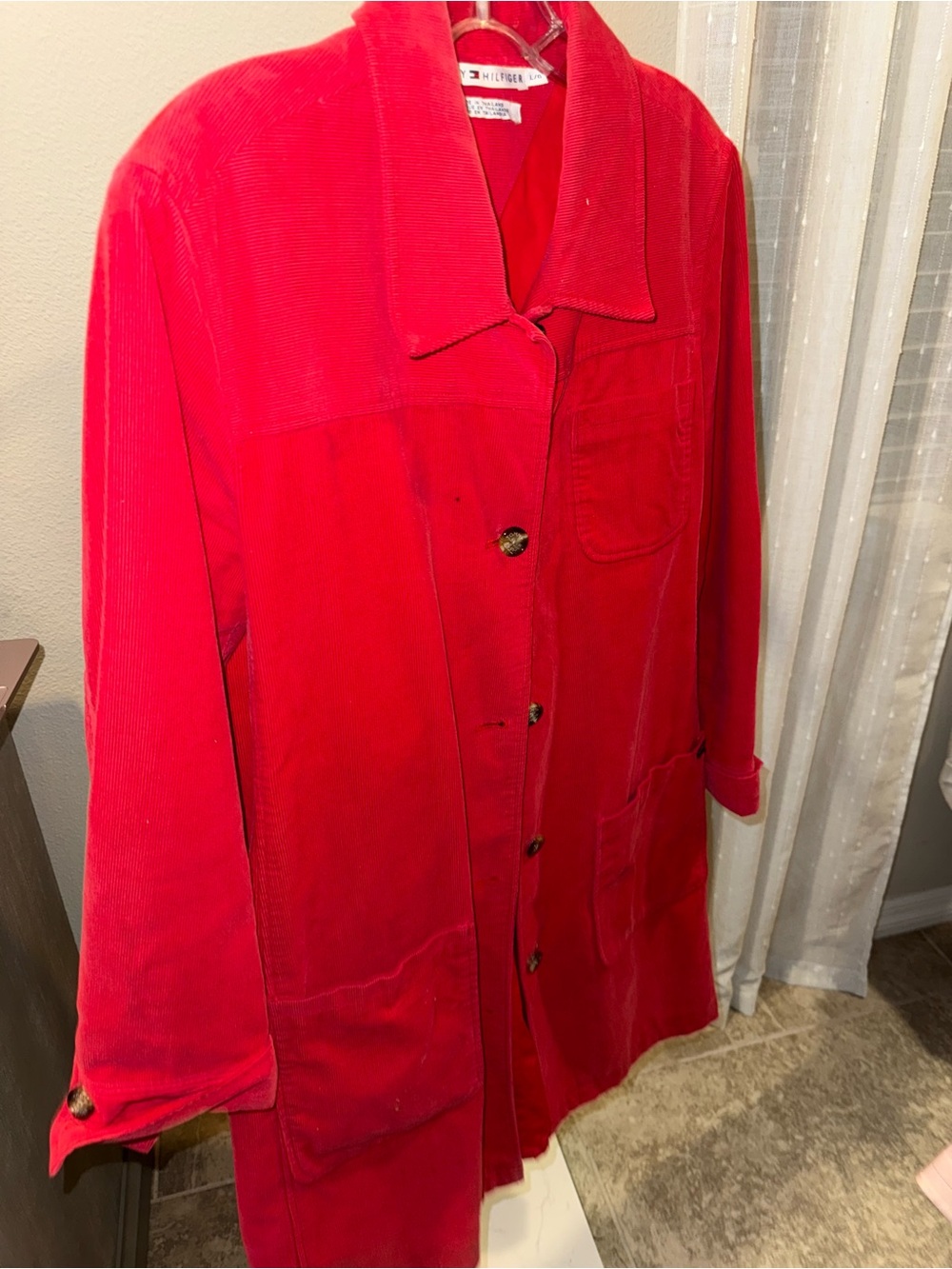 Tommy Hilfiger Bright Red Corduroy Shirt Jacket